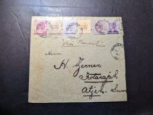 1897 British Straits Settlements Overprint Cover Singapore to Kotarajah India