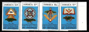 Jamaica-Sc#768-71- id8-unused NH set-Masonic Symbols-1992-