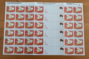 1990 USA CHRISTMAS SEALS -STAMPS FULL SHEET of 36 Dove Stamps + (6 Labels).