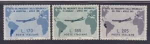 Italy 832-34 MNH 1961 Visit of President Gronchi to South America Set of 3