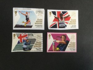 GB 2012. London Olympics.  4 used stamps on paper from set of 29 - andy murray