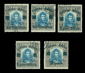 CHILE 1927 AIRMAIL - Testart O'HIGGINS 40c-2p complete set Sc# C1-5 used VF