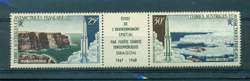 Fr. Antarctic Terr. - Sc# C16. 1968 Space. MNH Strip. $40.00.