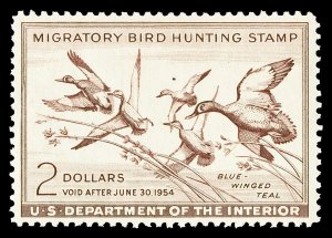 Scott RW20 1953 $2.00 Duck Stamp Mint F-VF+ OG NH Cat $90
