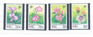 Singapore 1991 Sc 611-4 Flowers MNH