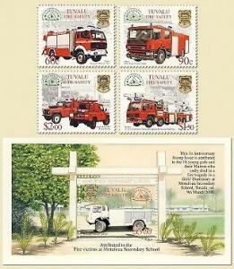 Tuvalu - Fire Trucks - 4 Stamp & S/S  Set 20J-001