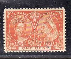 Canada-Sc#51-Unused 1c orange-QV Diamond Jubilee-og- hinge-1897-Cdn186-