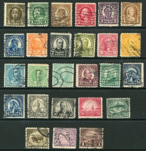 USA 1922 Definitives Flat Press Perf 11 Short Set Scott 551-571 VFU G99