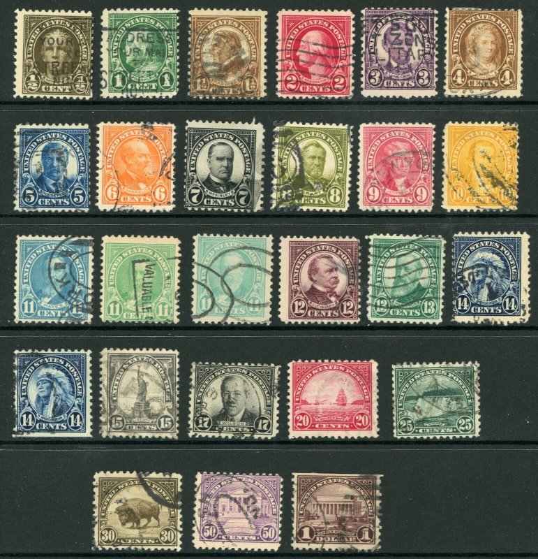 USA 1922 Definitives Flat Press Perf 11 Short Set Scott 551-571 VFU G99