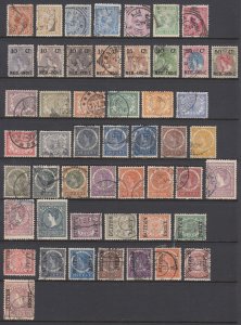 Netherlands Indies Sc 23/79 used. 1892-1907 issues, 50 different, sound, F-VF