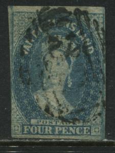 Tasmania QV 1857 4d  pale blue used