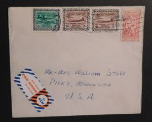 1953 Airmail Cover Dhahran Saudi Arabia to Pierz Minnesota USA