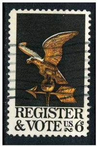 USA 1968 Scott 1344 used - 6c,  Register & vote, Eagle 