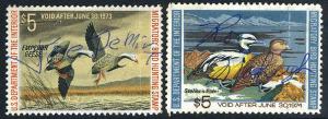 RW39-40 Used $5 Duck Stamps from 1972-73