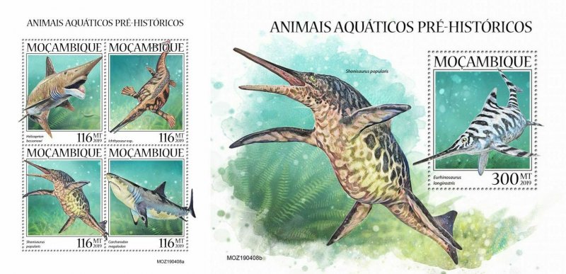 Z08 IMPERF MOZ190408ab MOZAMBIQUE 2019 Prehistoric water animals MNH **