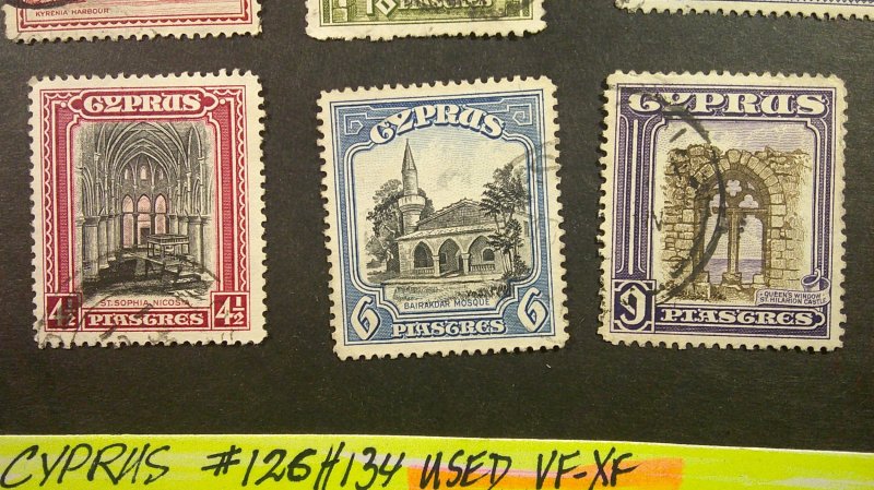 Cyprus 1934 Scott# 126//134 USED VF-XF set of 9 (short #125, 135)
