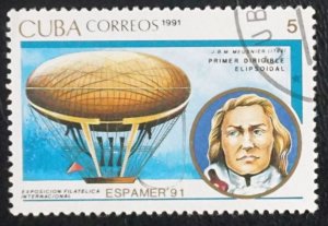 CUBA Sc# 3321  AIRSHIPS blimps zeppelin aviation 5c 1991 used cto