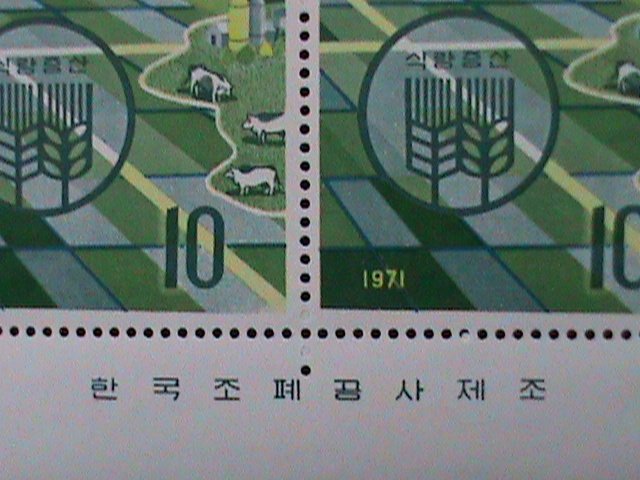 ​KOREA-1971 SC#738-40-ECONOMY DEVELOPMENT MNH  IMPRINT-BLOCK VERY FINE