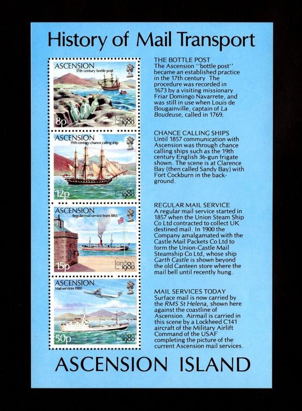 ASCENSION - 1980 -  MAIL TRANSPORT - SHIPS - LONDON 80 - MINT - MNH S/SHEET!