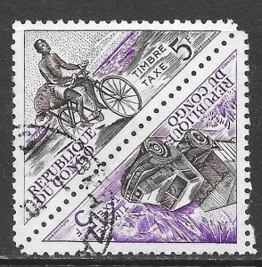 Congo J37a: 5f Bicyclist, Truck, CTO, F-VF