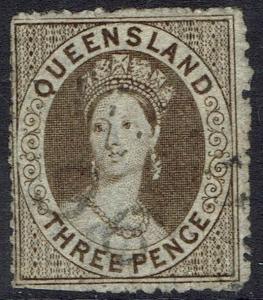 QUEENSLAND 1860 QV CHALON 3D WMK SMALL STAR ROUGH PERF 14- 16 USED 