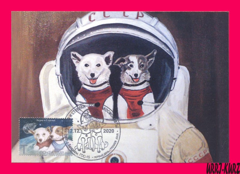 TRANSNISTRIA 2020 Space Soviet Russia Dog Cosmonaut Flight MaxiCard Maximum Card