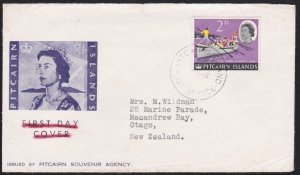 PITCAIRN 1966 commercial cover with QE 2d to NZ............................B2593