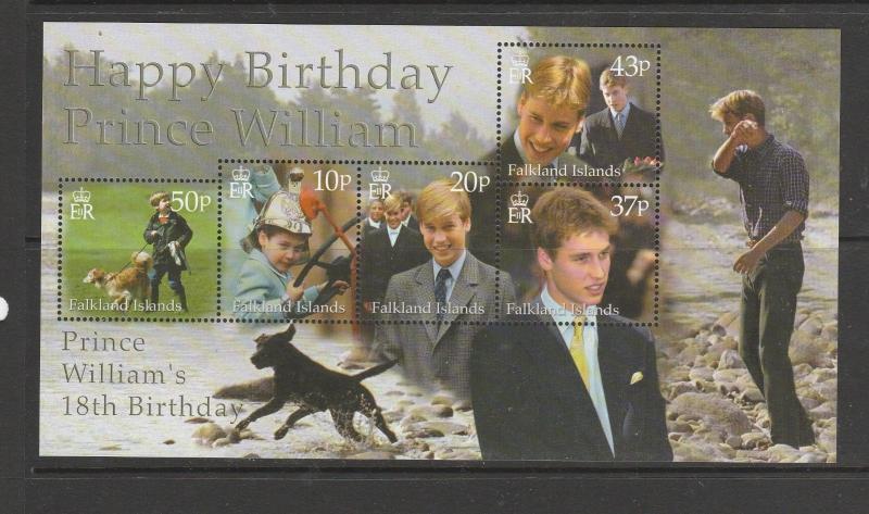 Falklands 2000 18th Birthday Prince William MS UM/MNH SG MS880