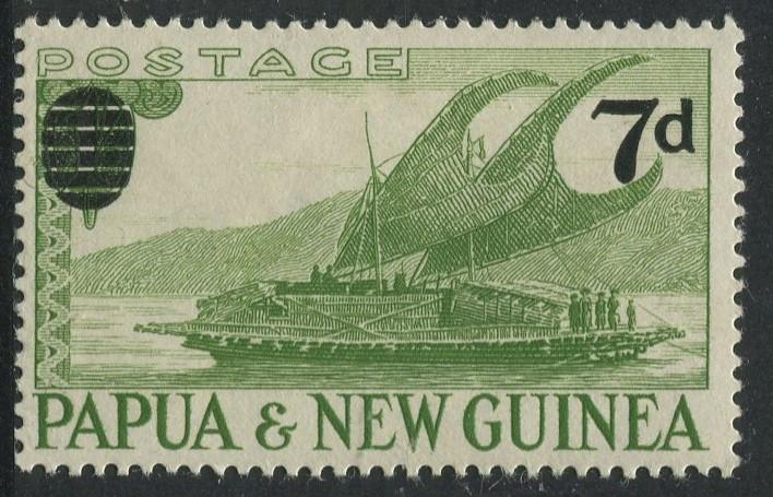 Papua New Guinea- Scott 138 - Overprint -1957- MLH - Single 7p on a 1/-  Stamp