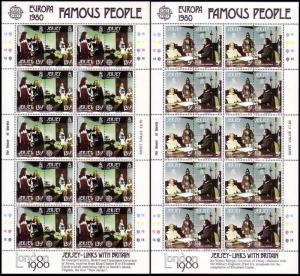 Jersey Europa CEPT 1980 Personalities 4v Full Sheets SG#226-229