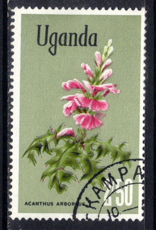 Uganda 1969 - 73 QE2 2/-50ct Flower used ( M1221 )