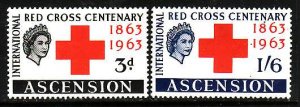 Ascension-Sc#90-1-unused light hinged set-id4-QEII-Red Cross-Omnibus-1963-