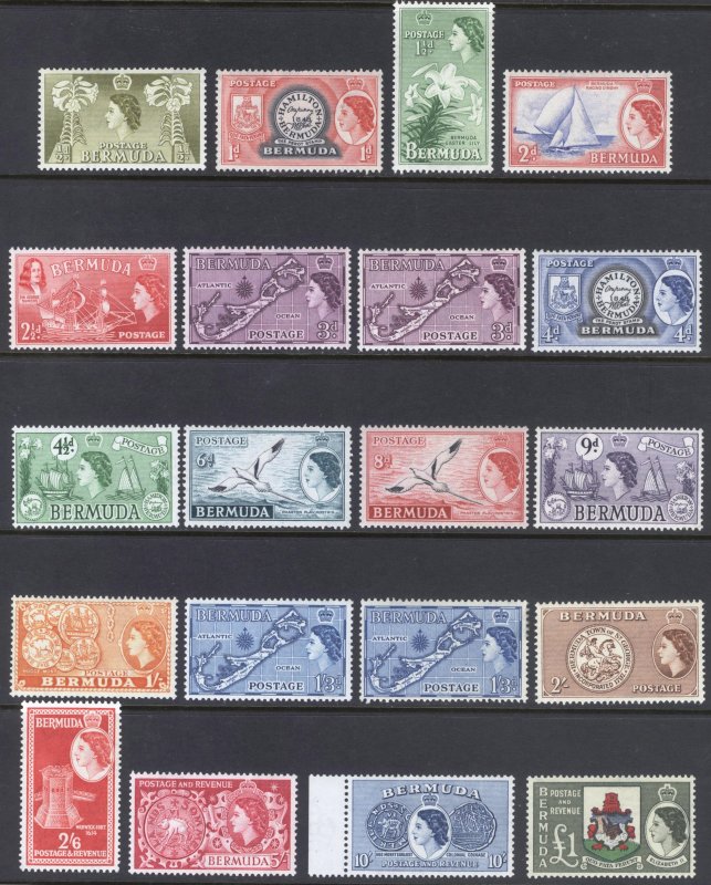 Bermuda 1953 1/2d-£1 QEII Pictorial Scott 143-162 SG 135-150 MNH/MVLH Cat $108