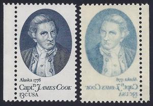 1732 Beautiful Reverse Offset Error / EFO On Gum Captain Cook Mint NH