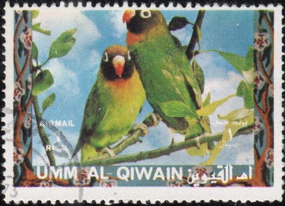 Umm al Qiwain sw1466 - Cto - 1r Black-cheeked Lovebirds (1972) (2)
