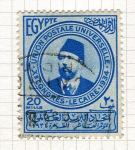 EGYPT; 1934 early UPU Cairo Congress issue fine used 20m. value