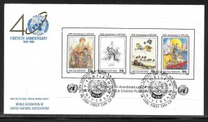 United Nations NY 493 40th WFUNA WFUNA Cachet FDC First Day Cover