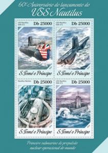 SAO TOME E PRINCIPE 2014 SHEET USS NAUTILUS SUBMARINES st14214a