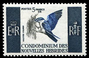 French Colonies, New Hebrides #123 (YT 255) Cat€27, 1967 5f White Collared ...