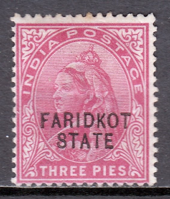 India (Faridkot) - Scott #13 - MH - Hinge crease, pencil/rev. - SCV $2.25