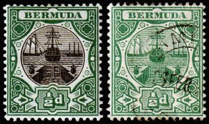 Bermuda Scott 32-33 (1906-09) Mint/Used H OG F-VF, CV $28.50 C