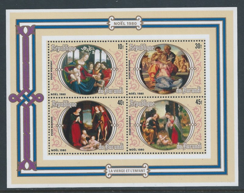 Burundi #C283 NH Christmas 1980 - Paintings SS