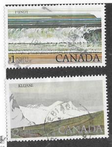Canada #726-727 $1 & $2  Fundy & Kluane  (U) CV $1.95