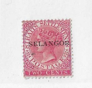 Selangor  Sc #10  2cents pinkish red no gum VF