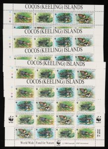 COCOS (KEELING) ISLANDS 1992 WWF Bird sheetlets. MNH **. Retail $120. (5). 