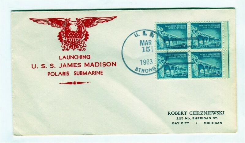 US Naval Ship Cover - USS STRONG - 1963 Submarine