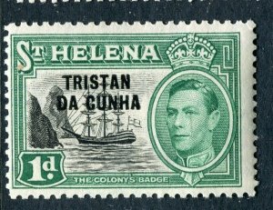 TRISTAN DA CUNHA; 1938 early GVI issue fine Mint hinged 1d. value