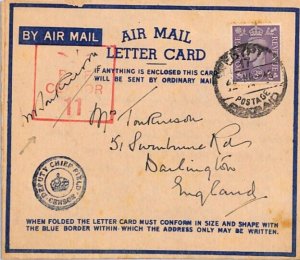 GB EGYPT WW2 Air Letter RAF CENSOR *11* Co. Durham Darlington 1943{samwells}ZV25