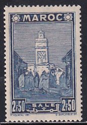 French Morocco 1940 Sc 171A 2.50fr Deep Blue Perf 13 Sale Mosque Stamp MH