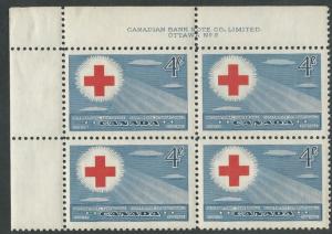 Canada # 317 Red Cross   Plate BLK/4  Plt-2 UL (1) Mint NH